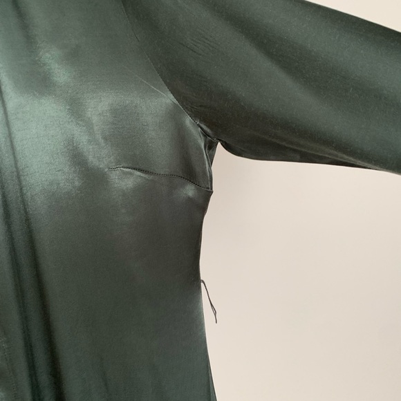 Rich hunter green satin effect button up dress XL - Picture 2 of 7
